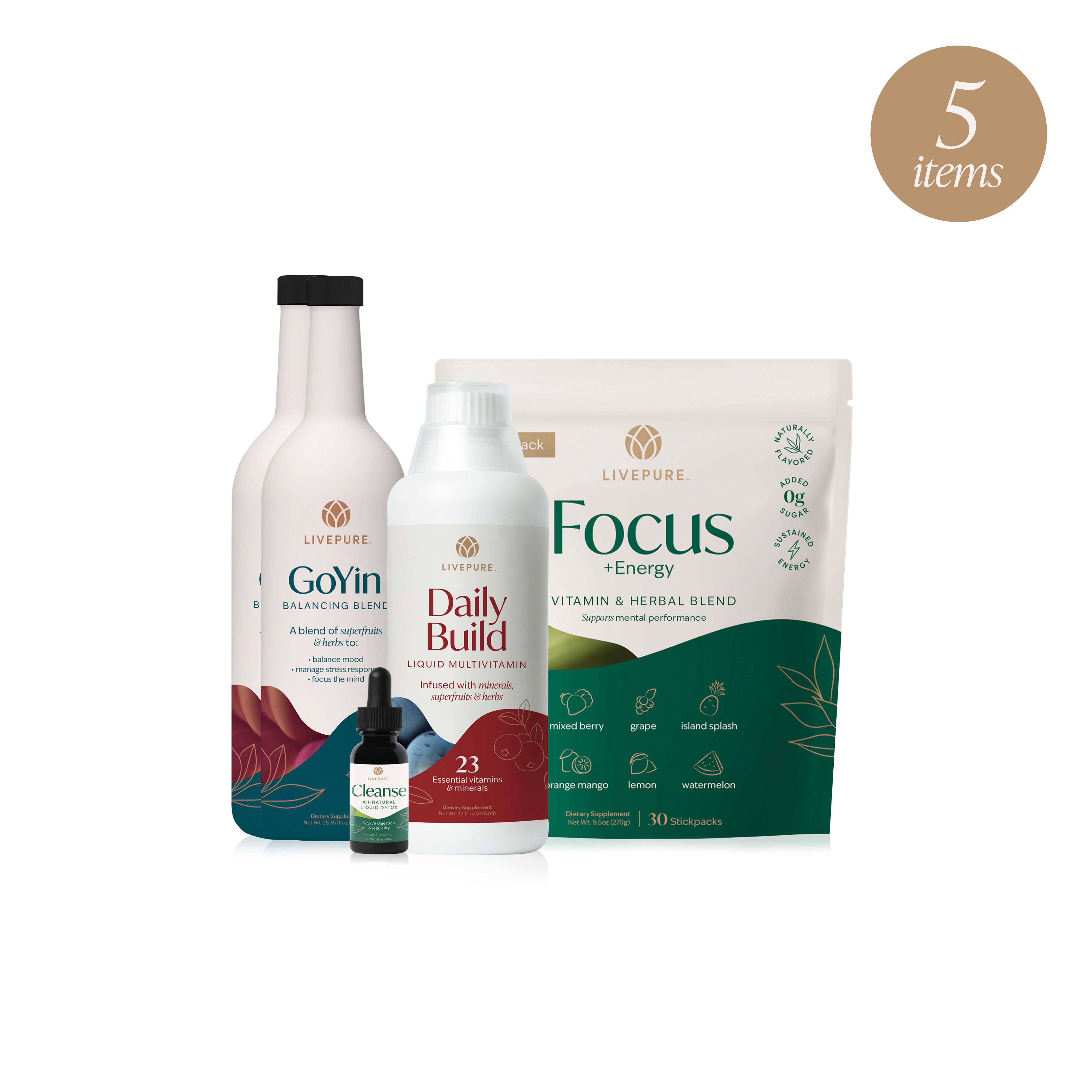 core4 liquid pack includes products to lay the foundation for optimal health. livepure.com