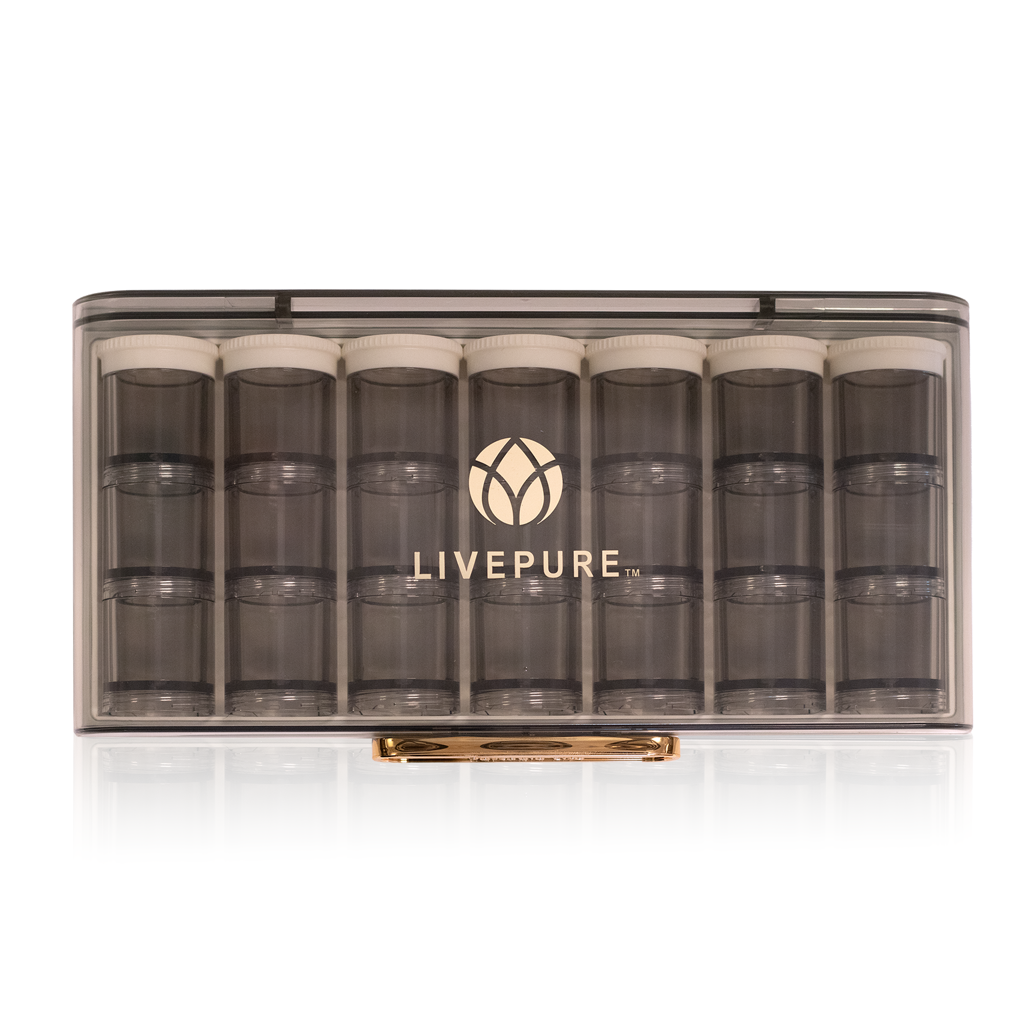 livepure 7-day wellness organizer for capsules and liquid supplements