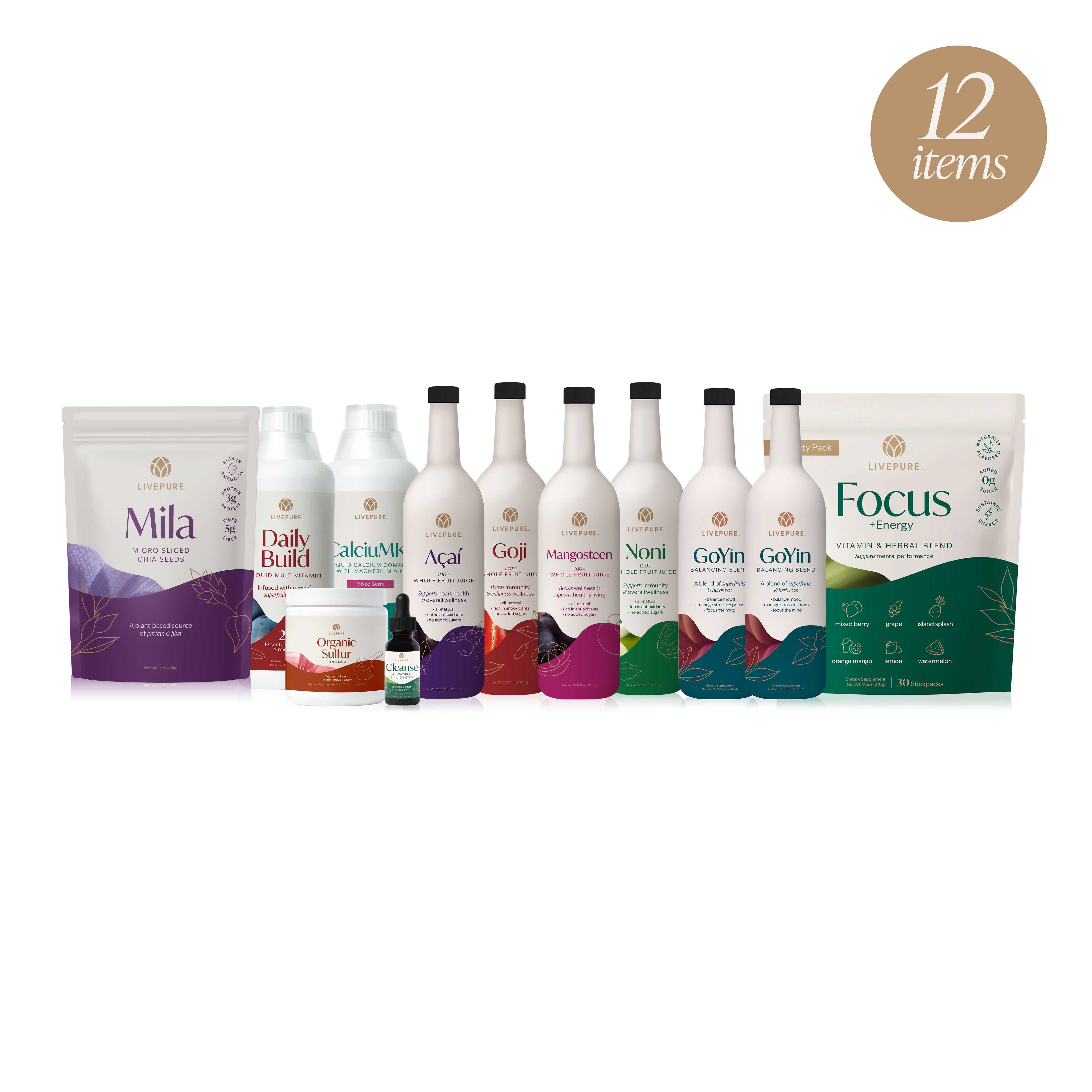 CORE COMPLETE delivers the complete nutritional package. This pack offers products to support your wellness journey with a comprehensive blend of vitamins, minerals, antioxidants, and proteins your body needs to thrive and feel its best. livepure.com